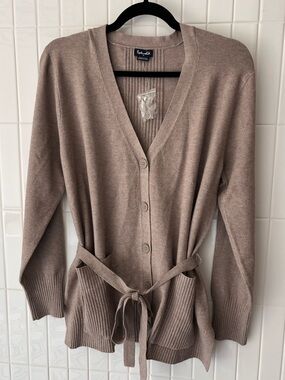 Splendid Belted Cardigan M Taupe New